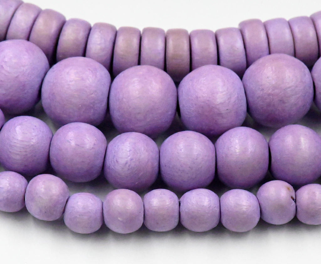 French Violet Purple Beads 6mm 8mm 10mm 8x4 Rondelle Wood beads -16 inch strand