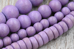 French Violet Purple Beads 6mm 8mm 10mm 8x4 Rondelle Wood beads -16 inch strand