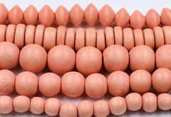 Soft Tangerine Orange Wood beads -16 inch strand