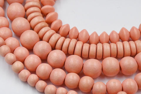 Soft Tangerine Orange Wood beads -16 inch strand