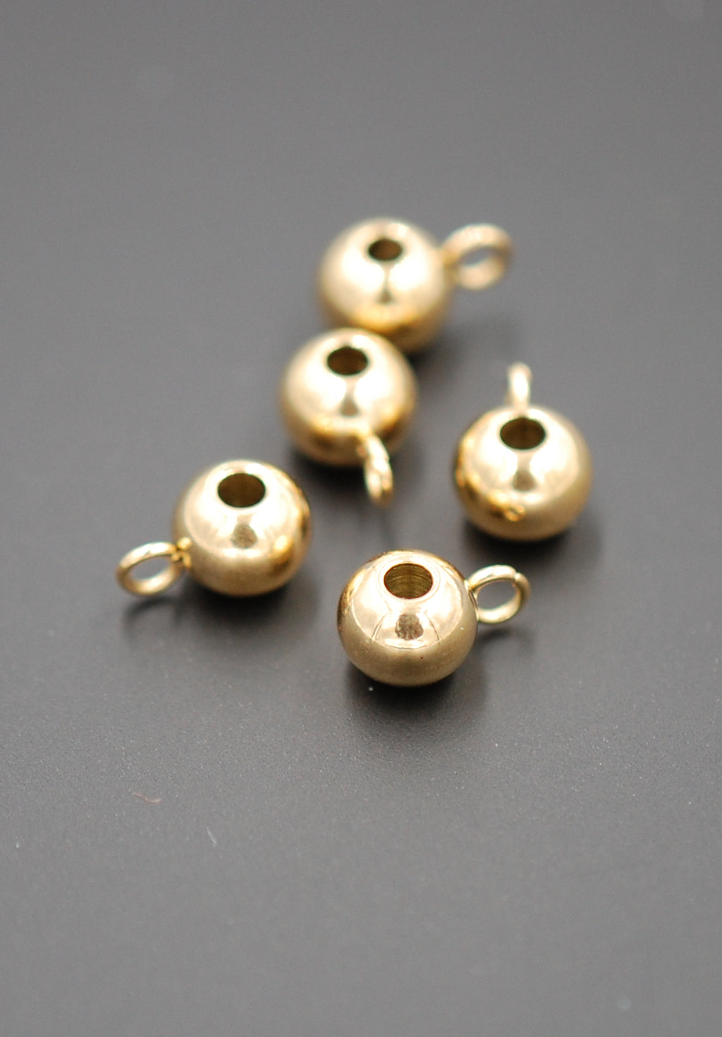 304 Stainless Steel Gold Plated Round Hanger for Charms, 9x5x6mm -10pc