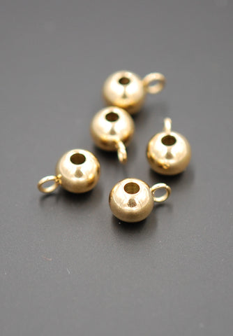 304 Stainless Steel Gold Plated Round Hanger for Charms, 9x5x6mm -10pc