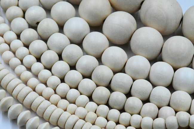 White Wood Beads Hover Image