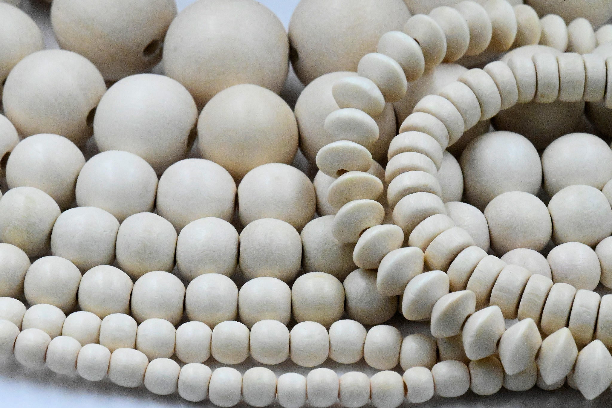 White Wood Beads